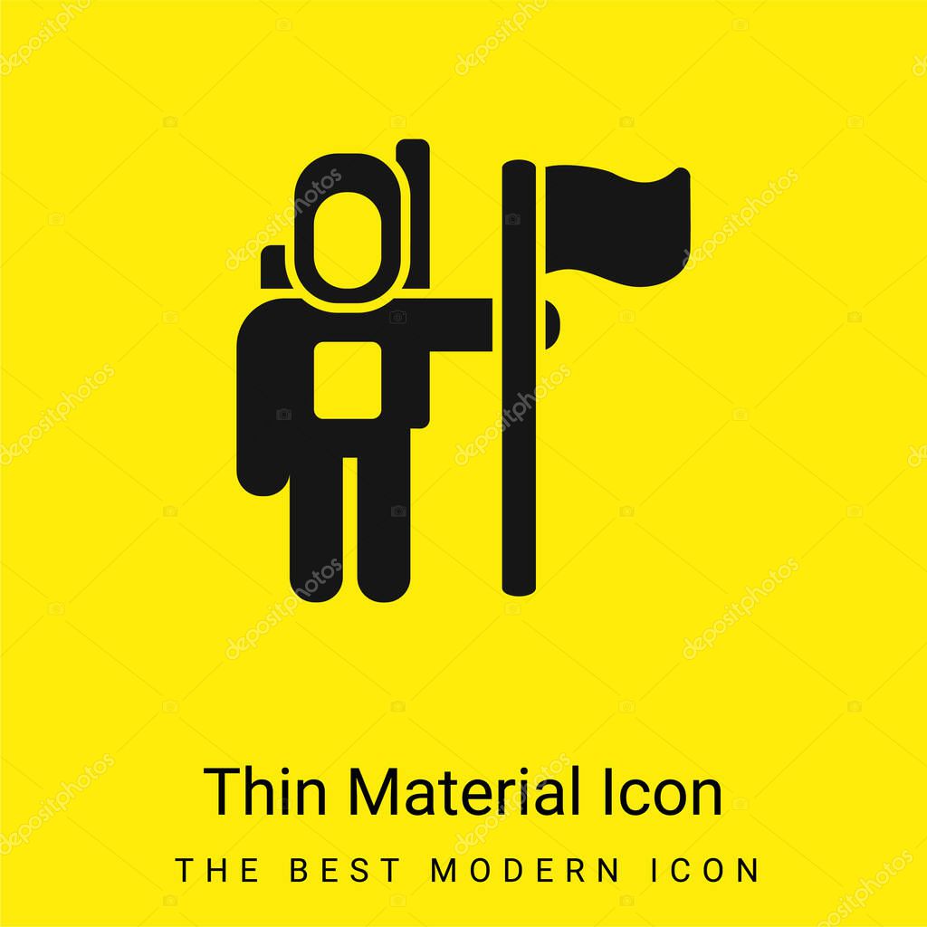 Astronaut Space Traveller With A Flag minimal bright yellow material icon