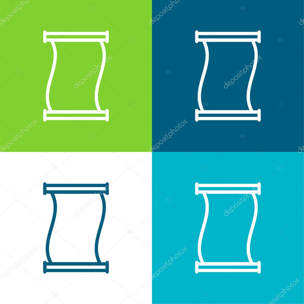 Ancient Paper Scroll Outline Flat four color minimal icon set