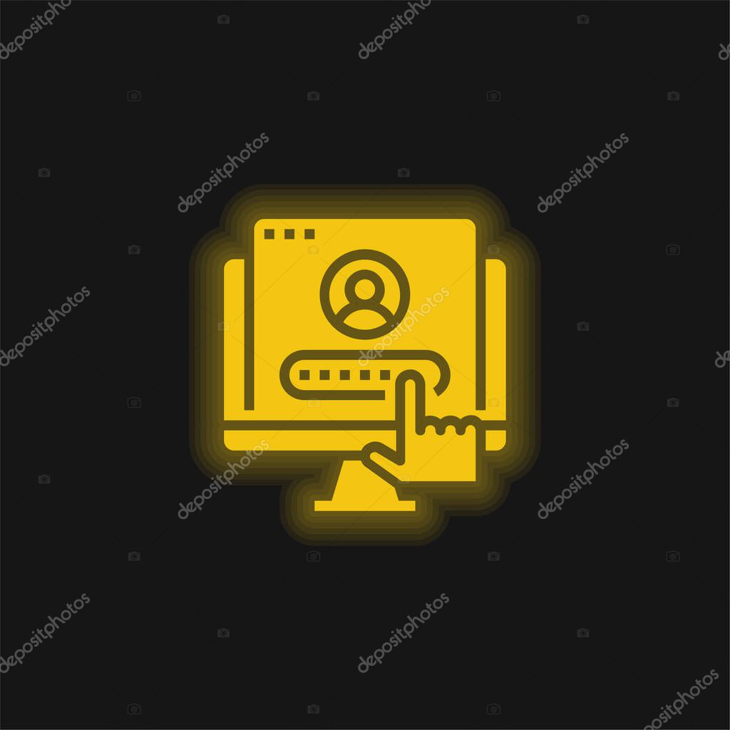 Account yellow glowing neon icon
