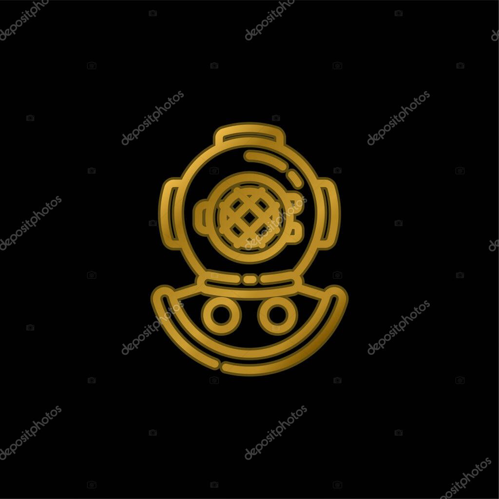 Aqualung gold plated metalic icon or logo vector