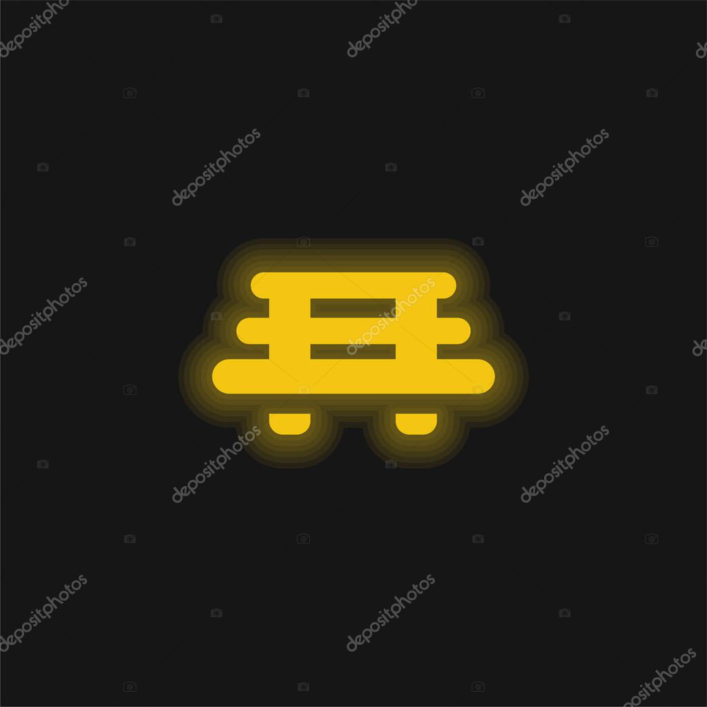 Bench yellow glowing neon icon