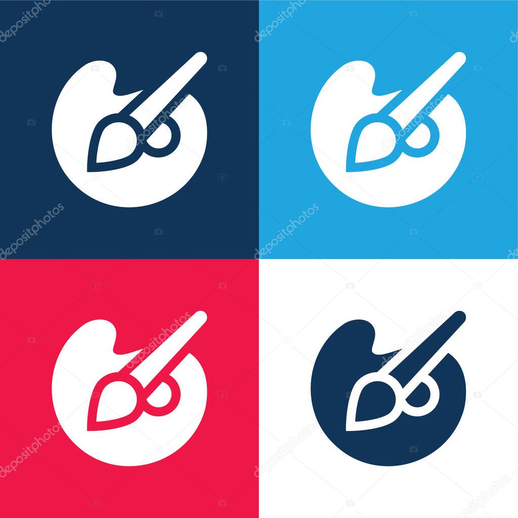 Art blue and red four color minimal icon set