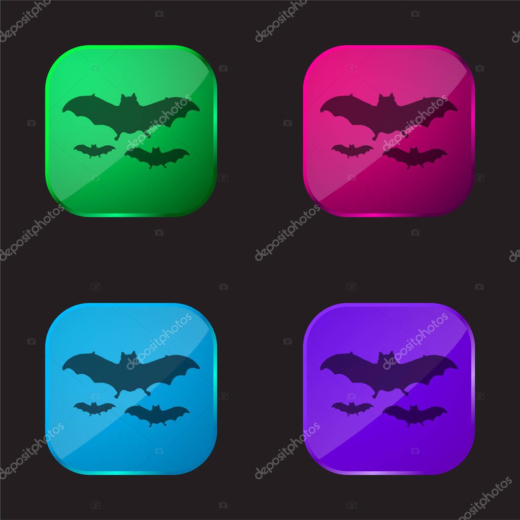Bats Flying four color glass button icon