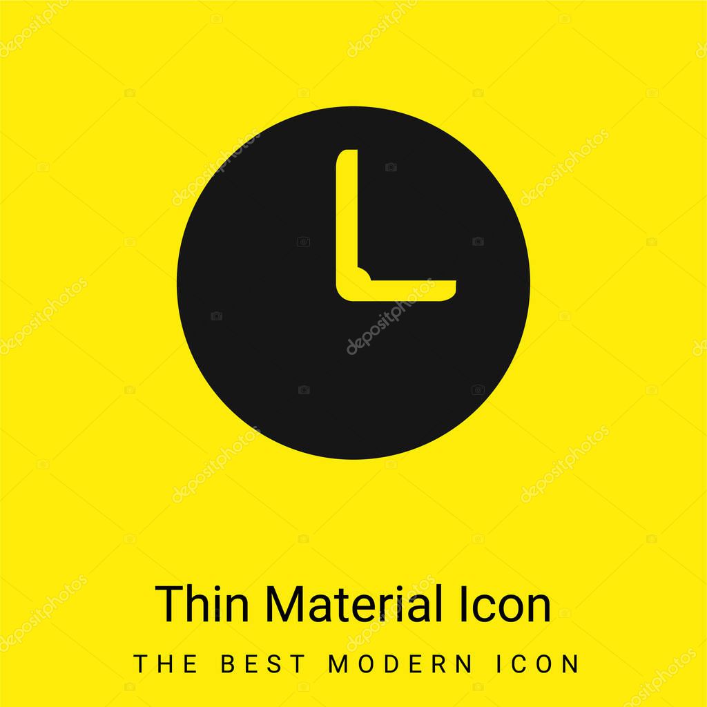 Black Wall Clock minimal bright yellow material icon