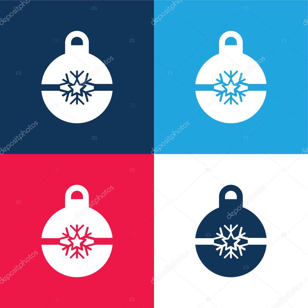 Bauble blue and red four color minimal icon set