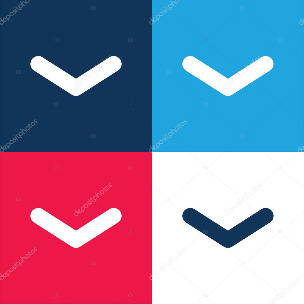 Angle Arrow Pointing Down blue and red four color minimal icon set