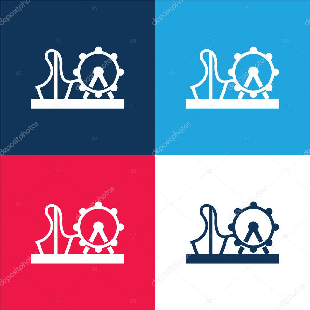 Amusement Park blue and red four color minimal icon set