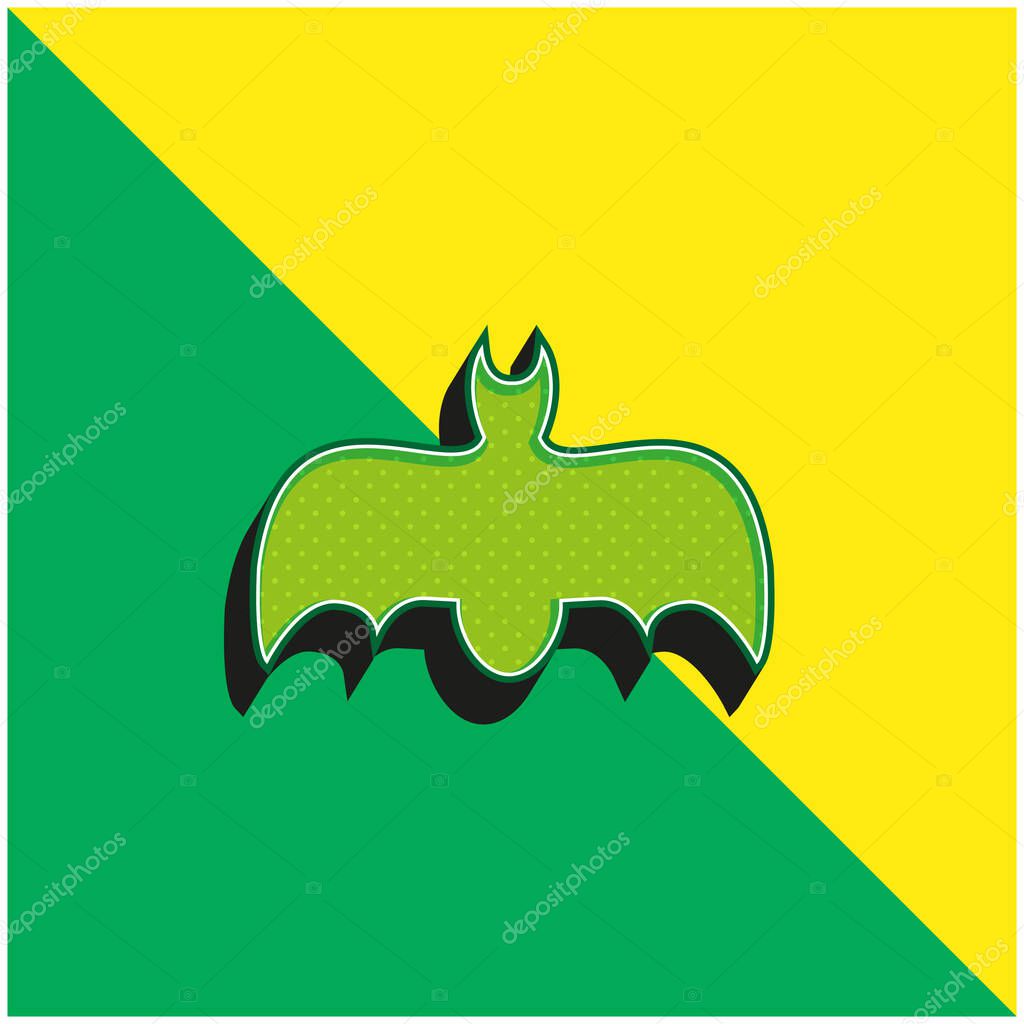 Bat With Open Wings Green and yellow modern 3d vector icon logo