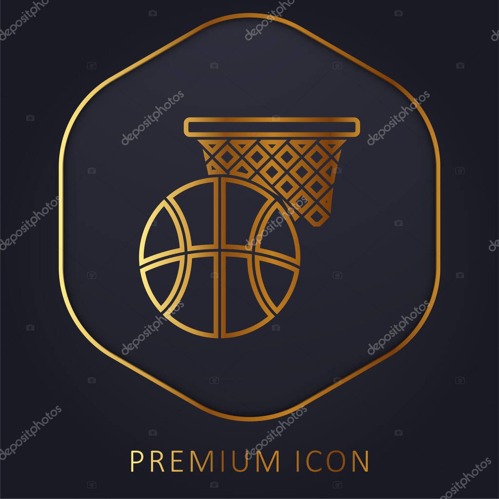 Basketball golden line premium logo or icon