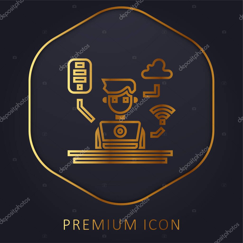 Administrator golden line premium logo or icon