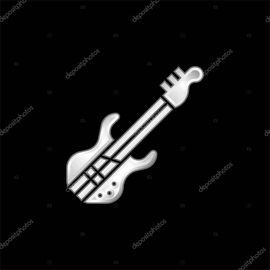 Bass Guitar silver plated metallic icon