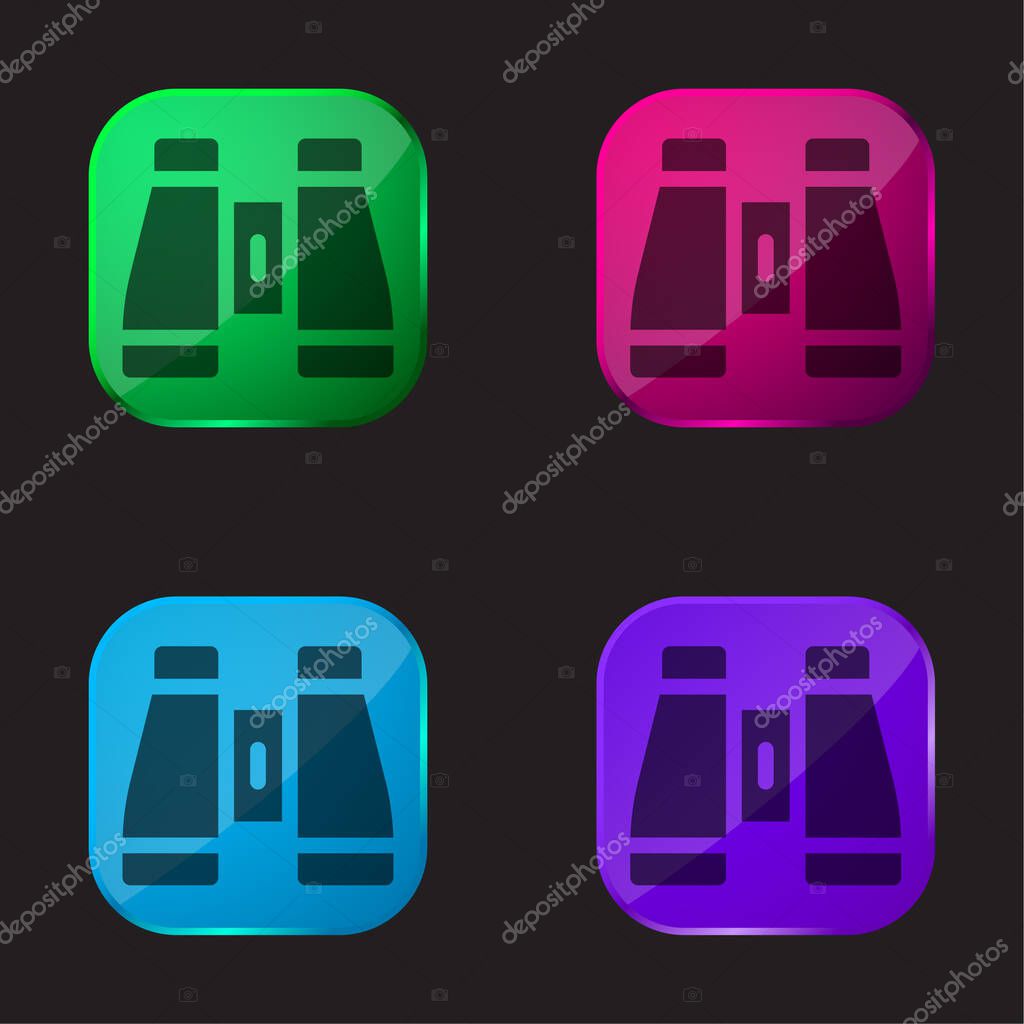 Binoculars four color glass button icon