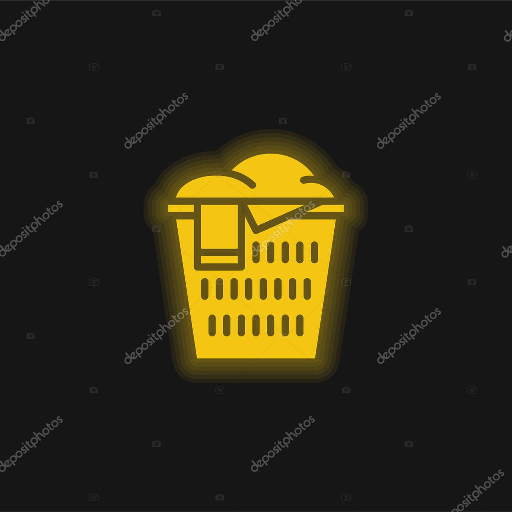 Basket yellow glowing neon icon