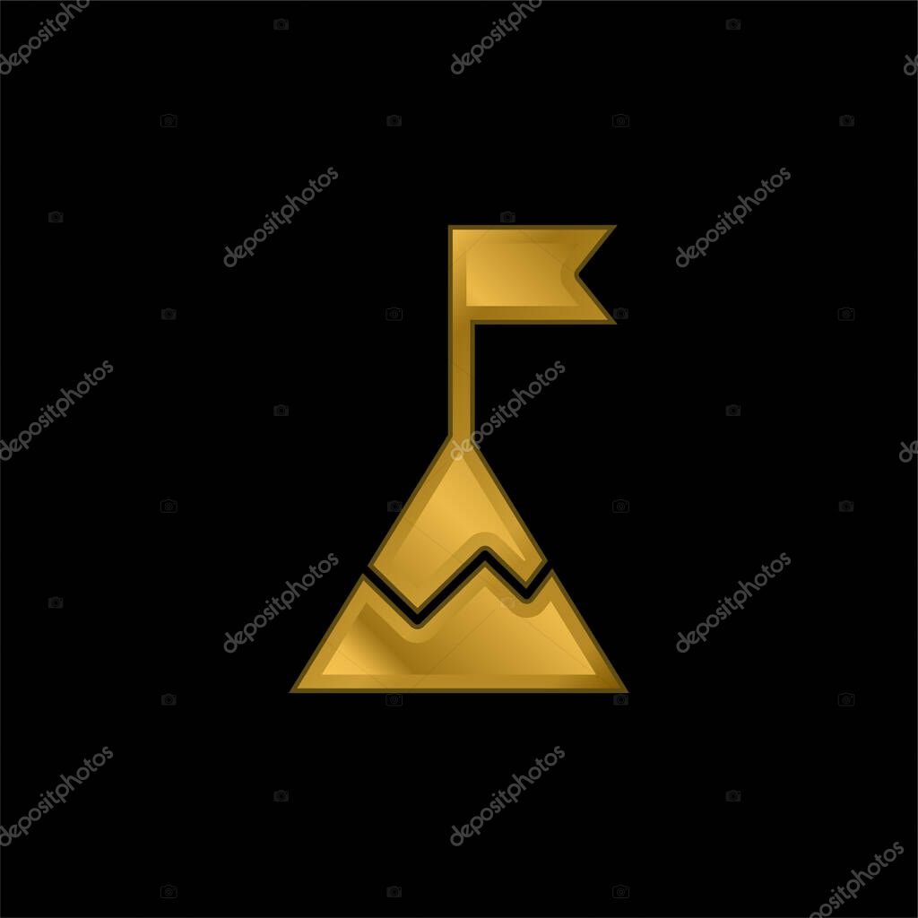 Achievement gold plated metalic icon or logo vector