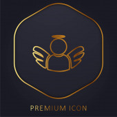 Angel With Wings And Halo zlatá čára prémie logo nebo ikona