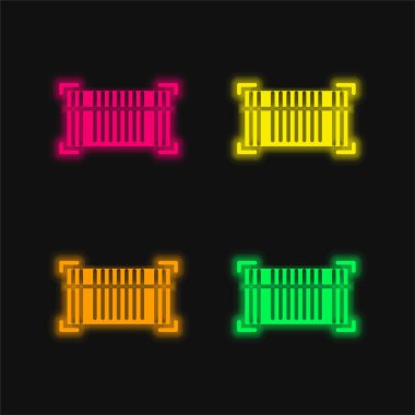 Barkod dört renk parlayan neon vektör simgesi