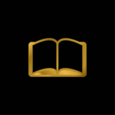 Kitap Açılmış Simetrik Şekil Altın Kaplama Metal Simge veya Logo Vektörü