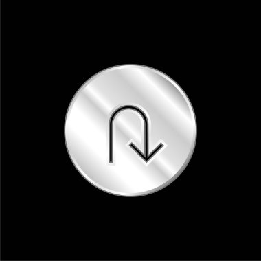Arrow Down, IOS 7 Interface Symbol silver plated metallic icon clipart
