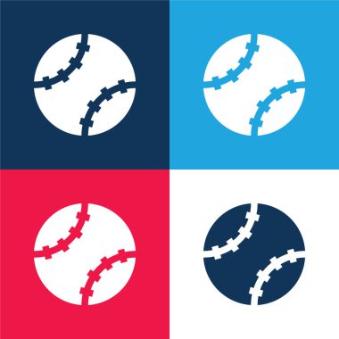 Beyzbol mavisi ve kırmızı dört renk minimal simge kümesi