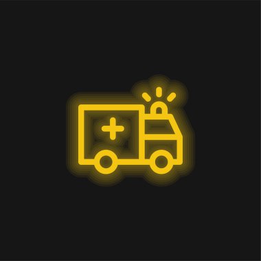 Ambülans sarı parlak neon simgesi
