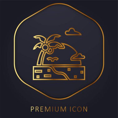 Plaj altın çizgisi logosu veya simgesi