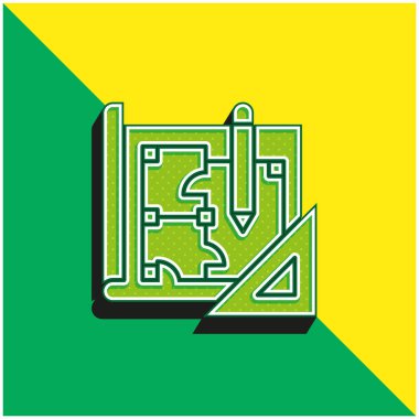 Yeşil ve sarı renkli modern 3d vektör simgesi logosu