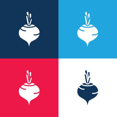 Beetroot blue and red four color minimal icon set clipart