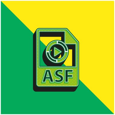 ASF Dosya Biçimi Değişkeni Yeşil ve Sarı 3d vektör simgesi logosu