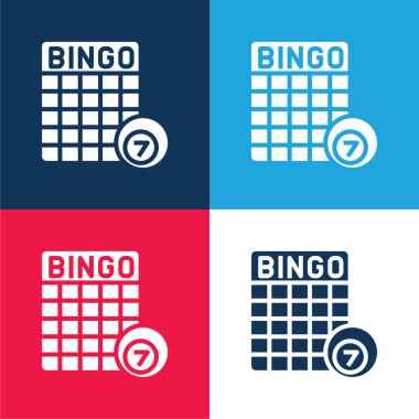 Bingo mavi ve kırmızı dört renk minimal simge kümesi