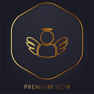 Kanatlı Melek ve Halo altın çizgisi logosu ya da simgesi