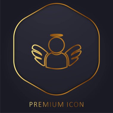 Angel With Wings And Halo golden line premium logo or icon clipart