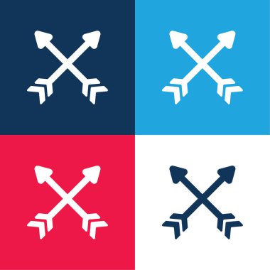 Okçuluk mavisi ve kırmızı dört renk minimal simge kümesi