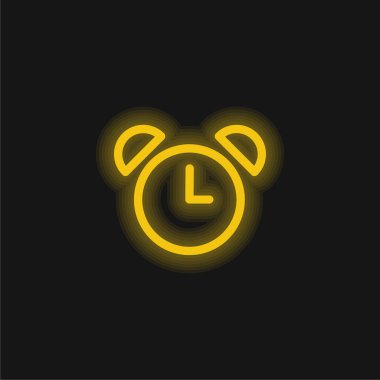 Eski Tasarımın Alarm Saati Sarı parlak neon simgesi