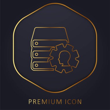 Cogwheel ve Male Side View Image altın çizgi prim logosu ya da simgesi olan kitaplar
