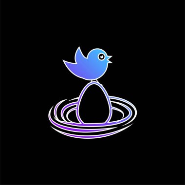 Bird On An Egg In A Nest blue gradient vector icon clipart