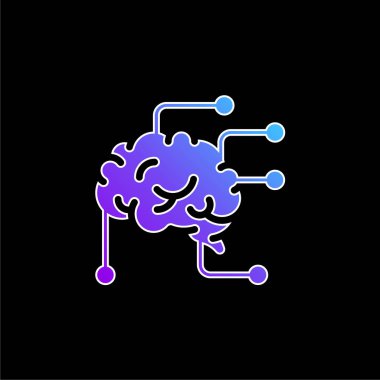 Brain blue gradient vector icon clipart