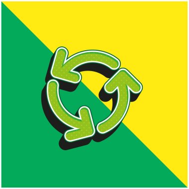 Saat Yönünün Tersinde Dönen Üç Oklar Çemberi Yeşil ve Sarı 3D vektör logosu