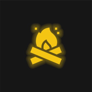 Şenlik ateşi sarı parlak neon simgesi