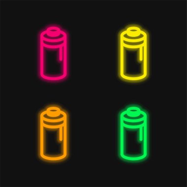 Pil dört renk parlayan neon vektör simgesi