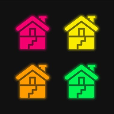 Basement four color glowing neon vector icon clipart
