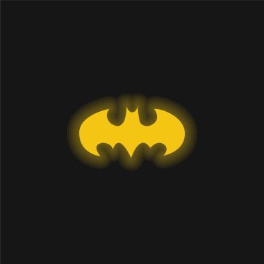 Bat With Open Wings Logo Variant yellow glowing neon icon clipart