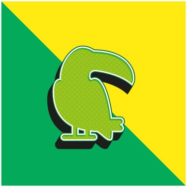 Büyük Toucan Yeşil ve Sarı 3D vektör simgesi logosu