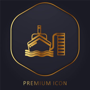 Tekne altın çizgisi prim logosu veya simgesi