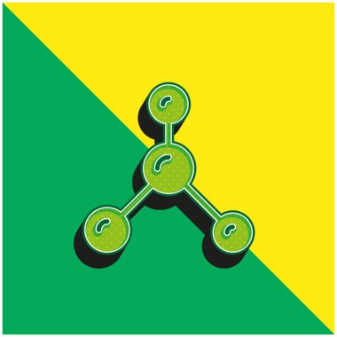 Atomlar Yeşil ve Sarı modern 3D vektör simgesi logosu