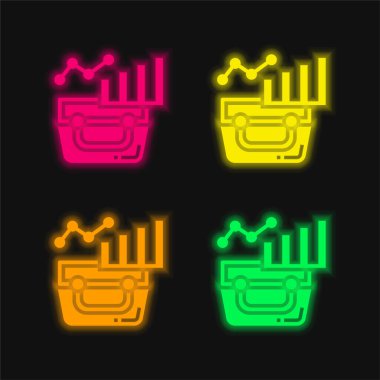Parlayan dört renk neon vektör simgesini analiz et