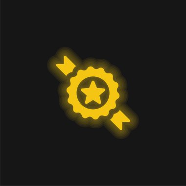 Rozet sarı parlak neon simgesi