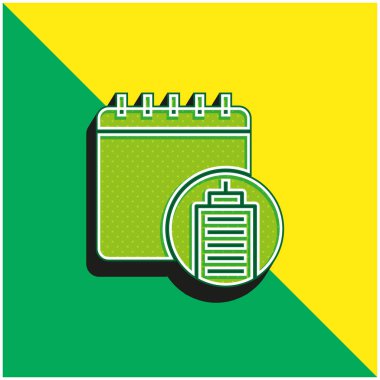 Yeşil ve sarı modern 3d vektör logosu rezervasyon ediliyor