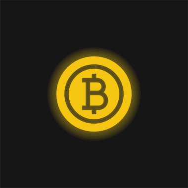 Bitcoin sarı parlayan neon simgesi