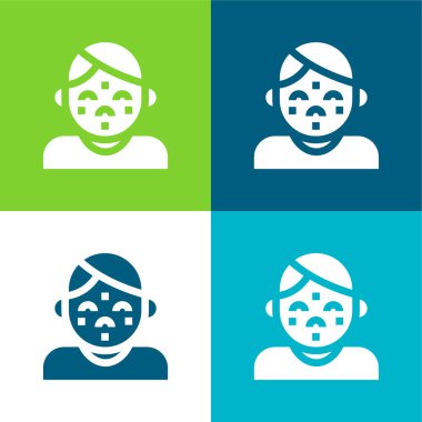 Sivilce Düz 4 renk simgesi seti