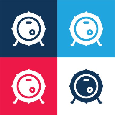Bass Drum blue and red four color minimal icon set clipart